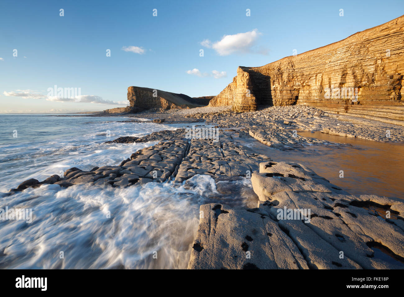 Punto di Nash. Glamorgan Heritage Coast. Vale of Glamorgan. Il Galles. Foto Stock