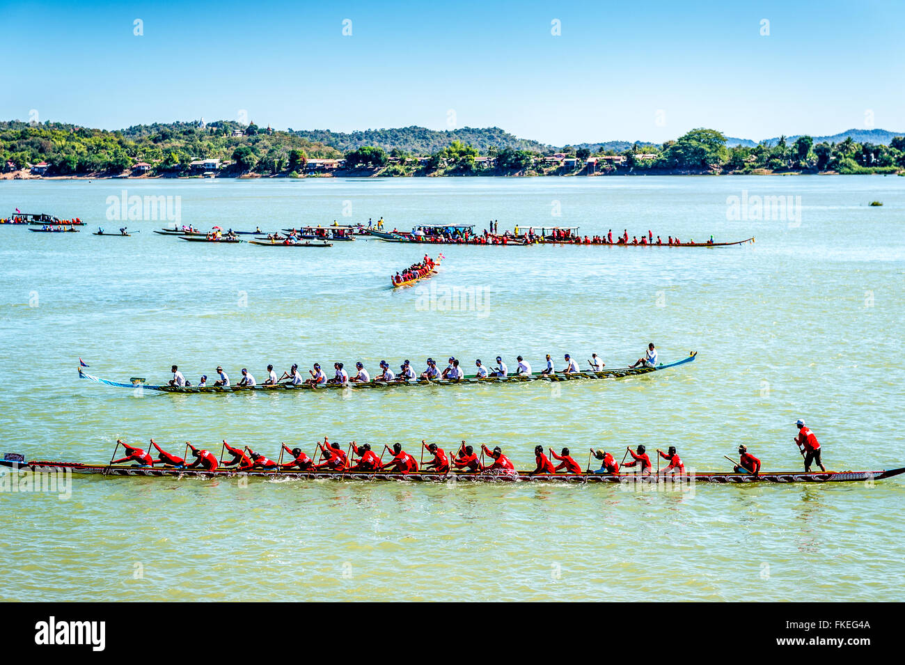 Asia. Il sud-est asiatico. Laos. Provincia di Champassak. 4000 isole. Don Khong. Boat Race festival. Foto Stock