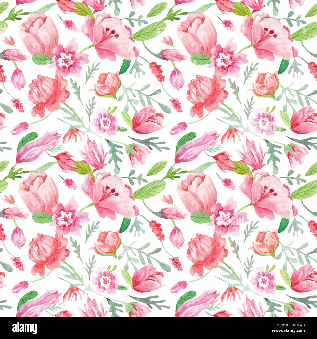 Molla di perfetta eco texture con rosso e tulipani rosa su sfondo bianco Foto Stock