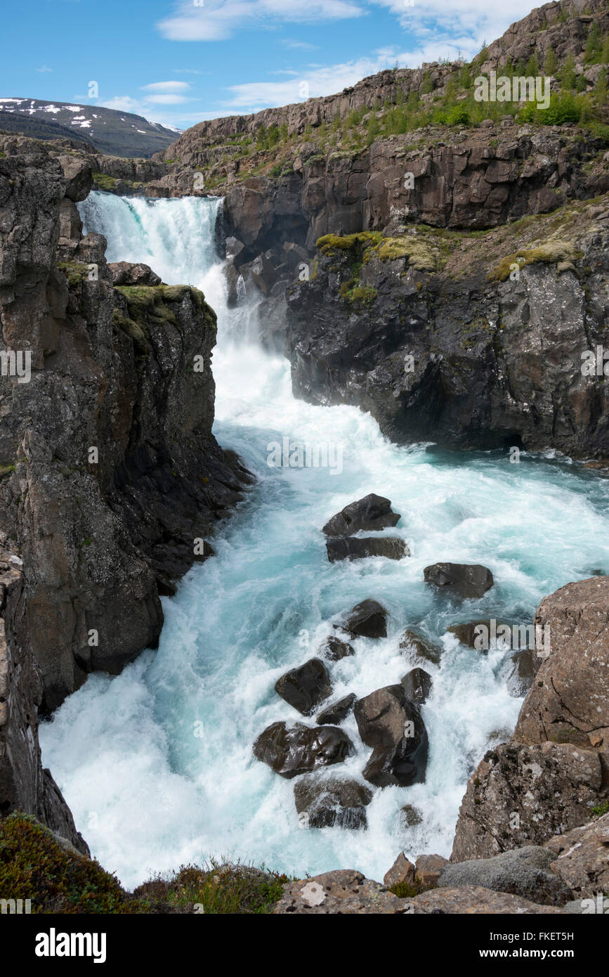 Cascata, Fossá í Þjórsárdal river, Suðurland, Islanda Foto Stock