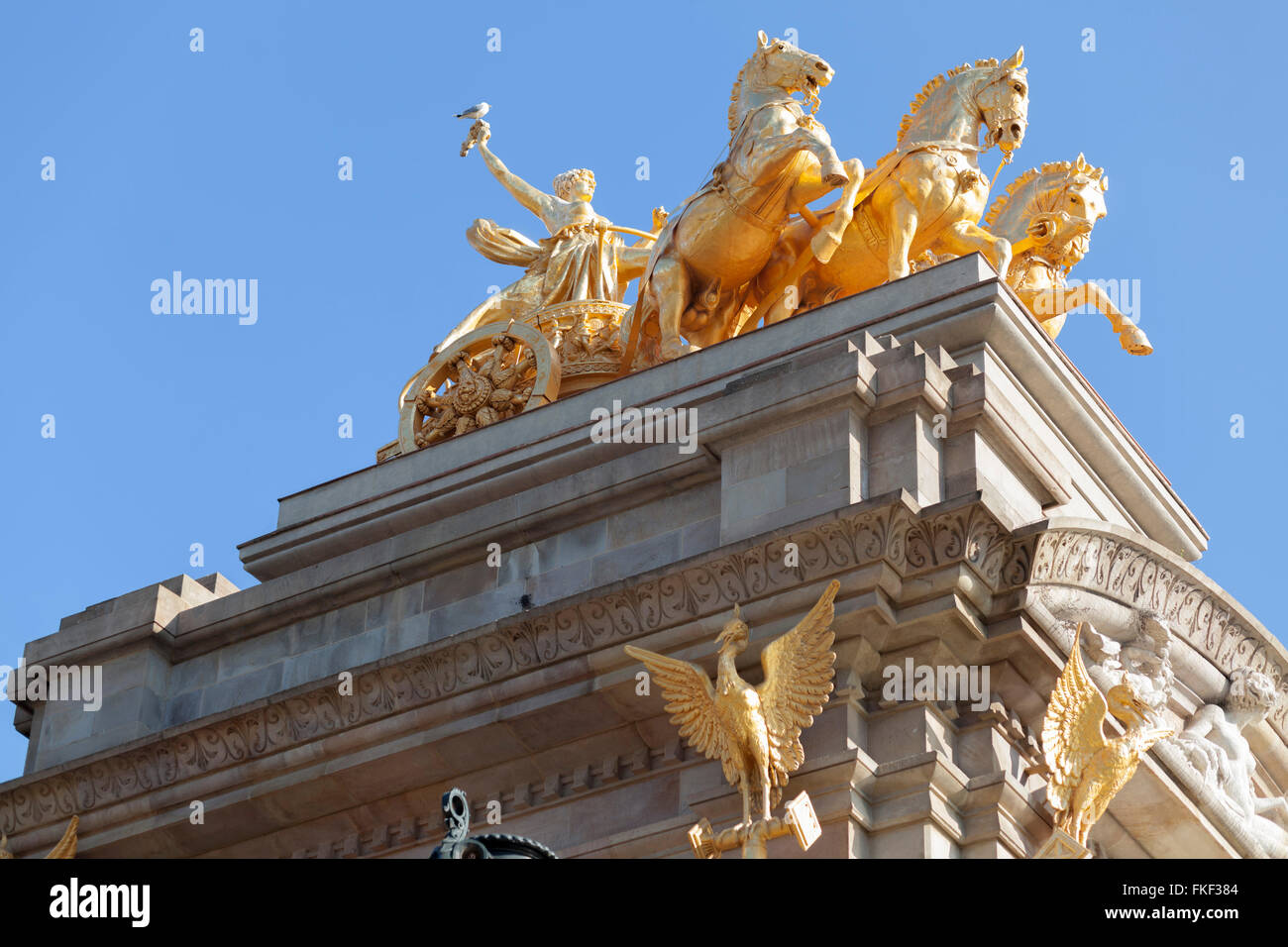 Esculpture 'Quadriga de l'Aurora", da Rossend Nobas, Parc de la Ciutadella, Barcellona. Foto Stock