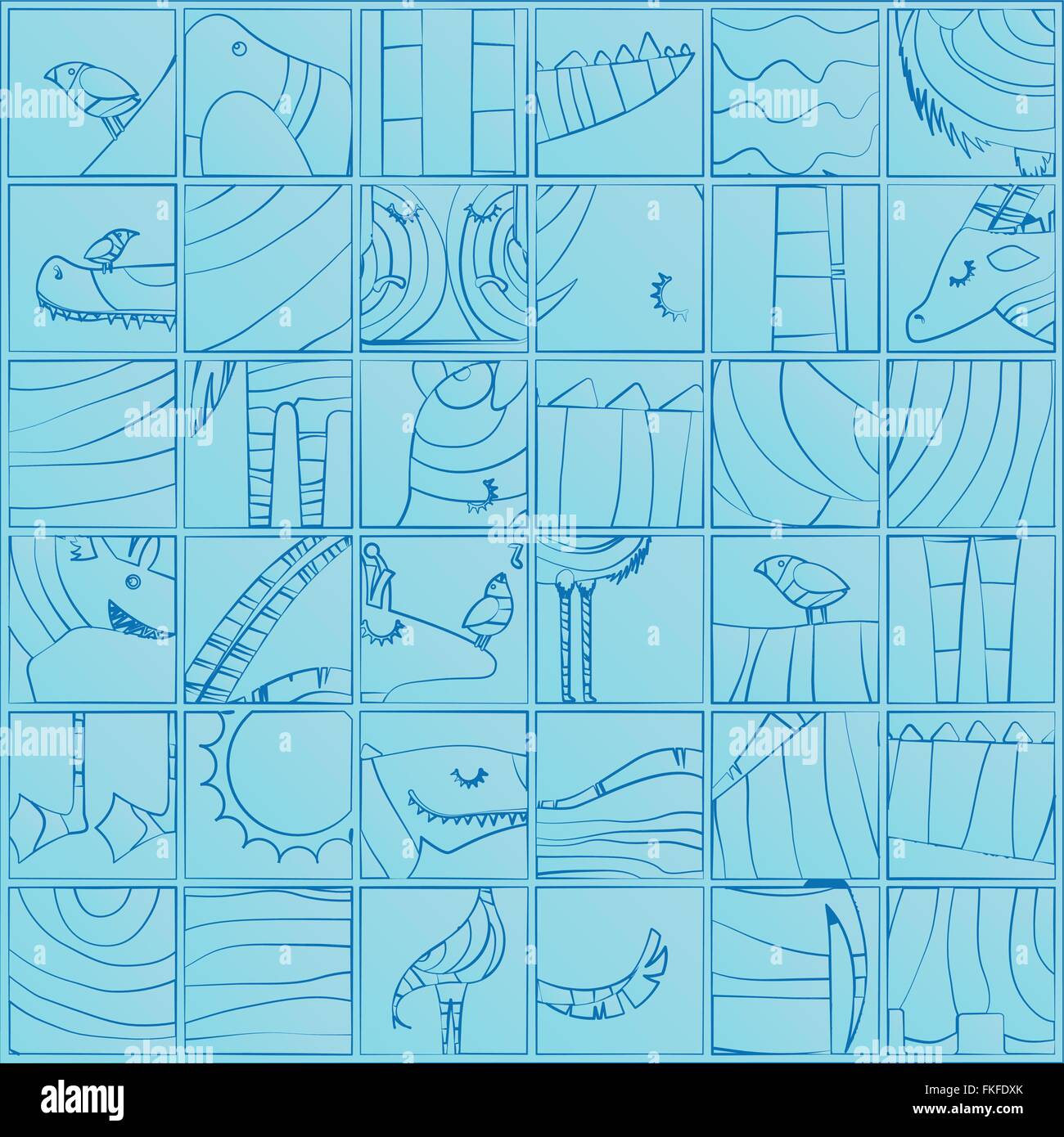 Animali africani Blue collage Illustrazione Vettoriale