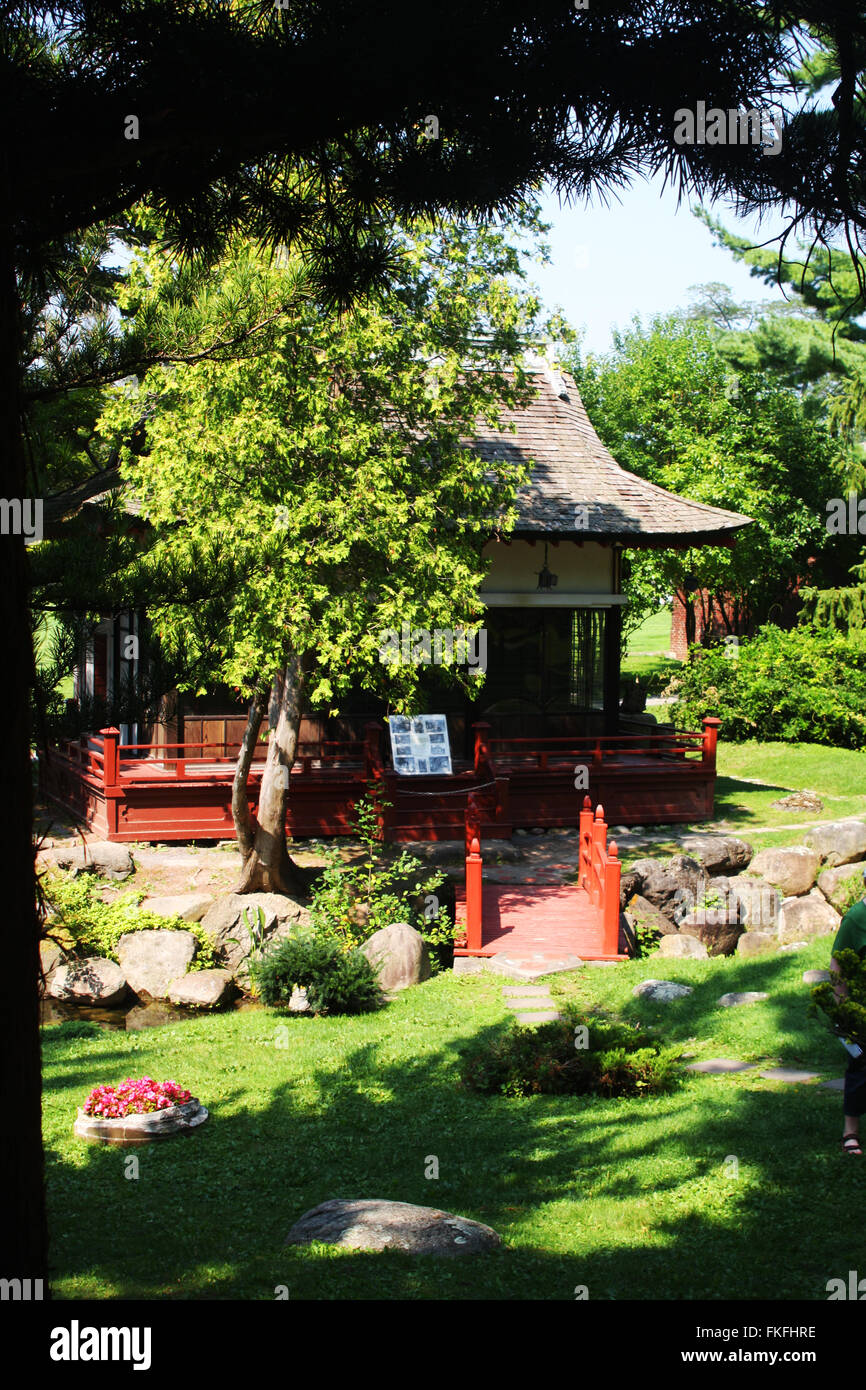 Canandaigua, New York, Sonnenberg giardini e Palazzo del parco statale. Un giapponese di casa da tè. Foto Stock
