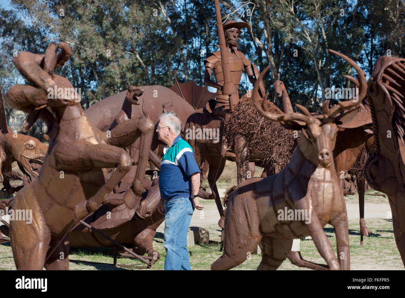 Sculture di metallo dall'artista Ricardo Breceda, Aguanga, CALIFORNIA, STATI UNITI D'AMERICA Foto Stock