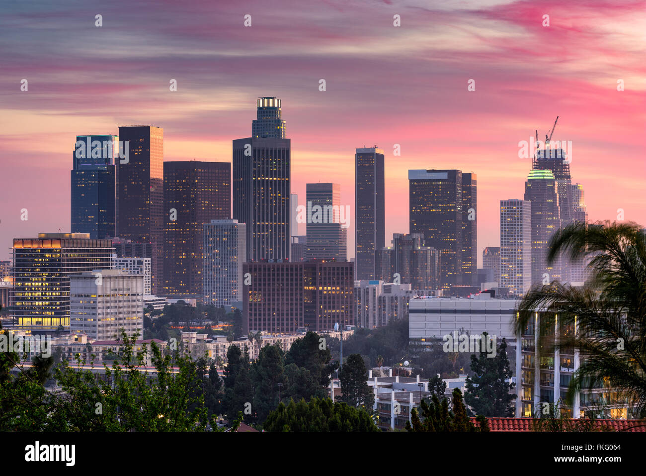 Los Angeles, California, Stati Uniti d'America skyline del centro. Foto Stock