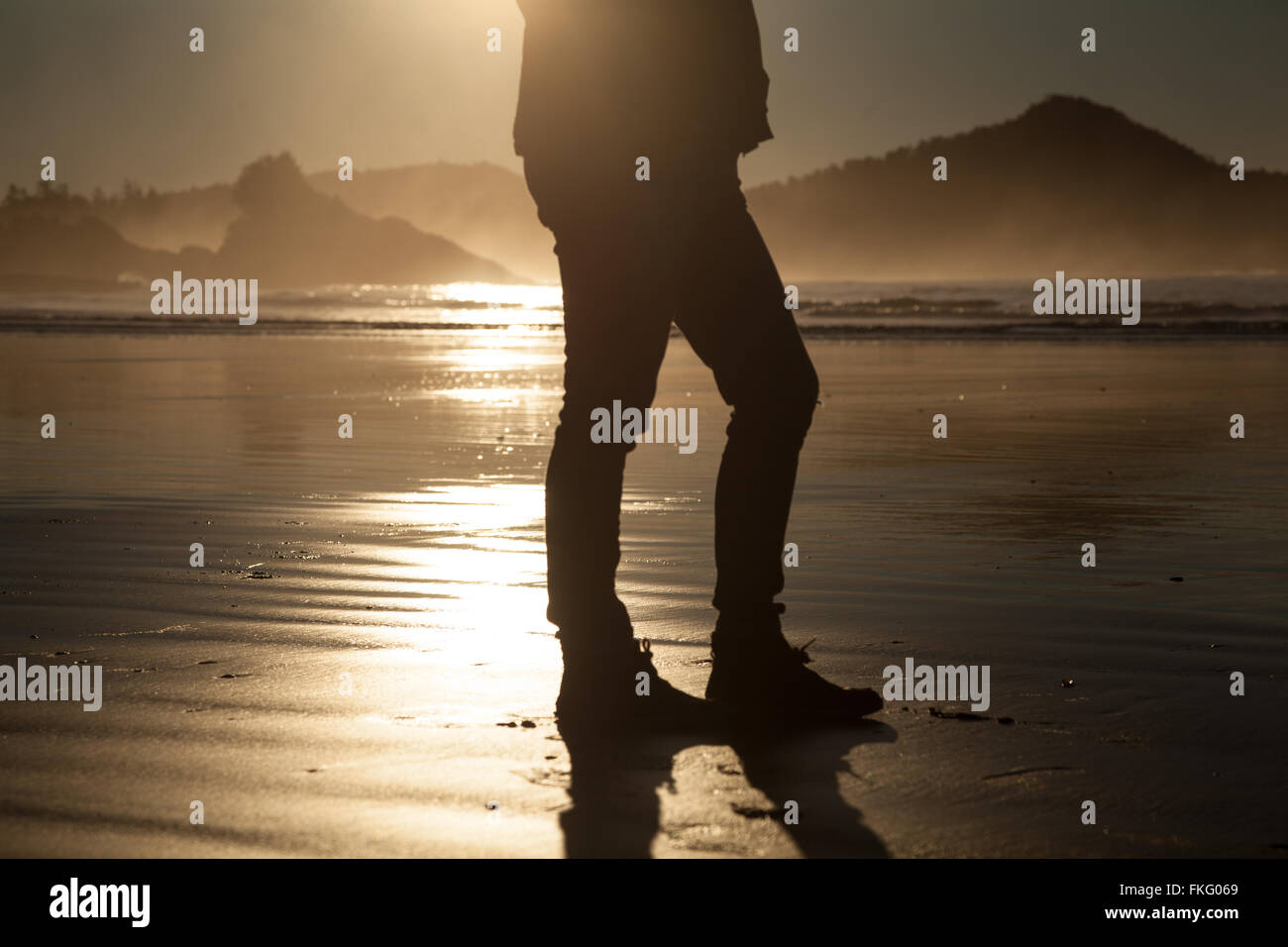 Tramonto sulla spiaggia di Chesterman, Isola di Vancouver, British Columbia, Canada Foto Stock