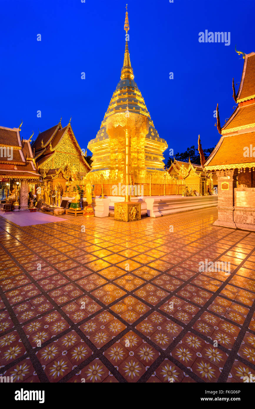 Wat Phra That Doi Suthep Temple di Chiang Mai, Thailandia. Foto Stock