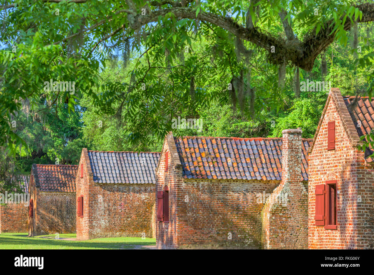 Conserve di piantagione case slave a Charleston, Carolina del Sud, Stati Uniti d'America. Foto Stock