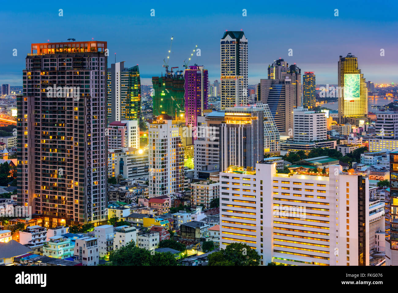 Bangkok, Thailandia, dal quartiere finanziario cityscape. Foto Stock