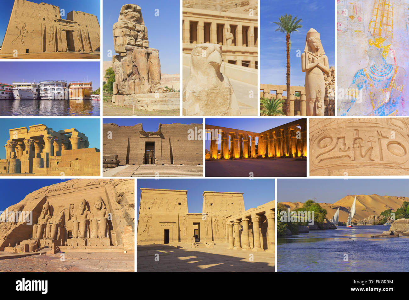 Egitto templi famosi punti di riferimento picture collage (Egitto) Foto Stock