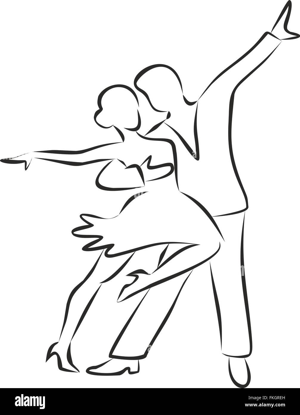 Silhouette di danze di coppia Illustrazione Vettoriale