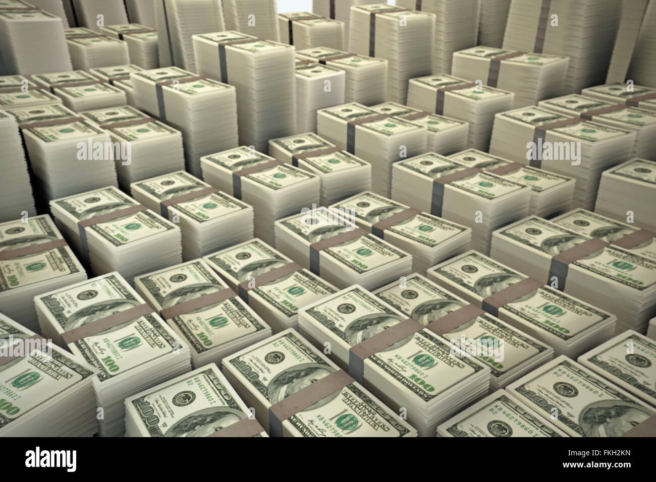 Un enorme gruppo di dollar pile Foto Stock