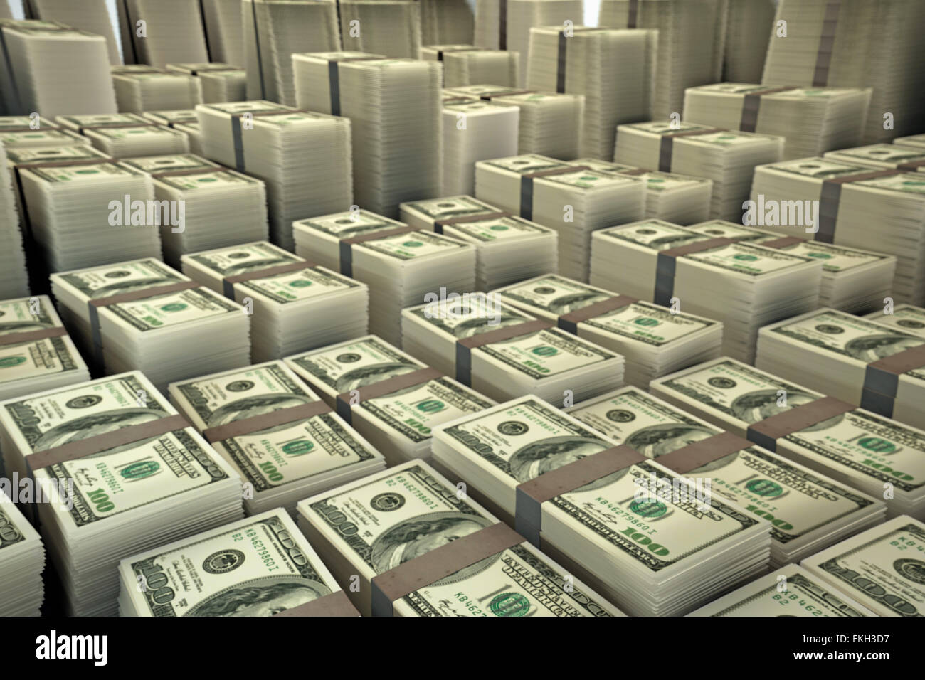 Un enorme gruppo di dollar pile Foto Stock