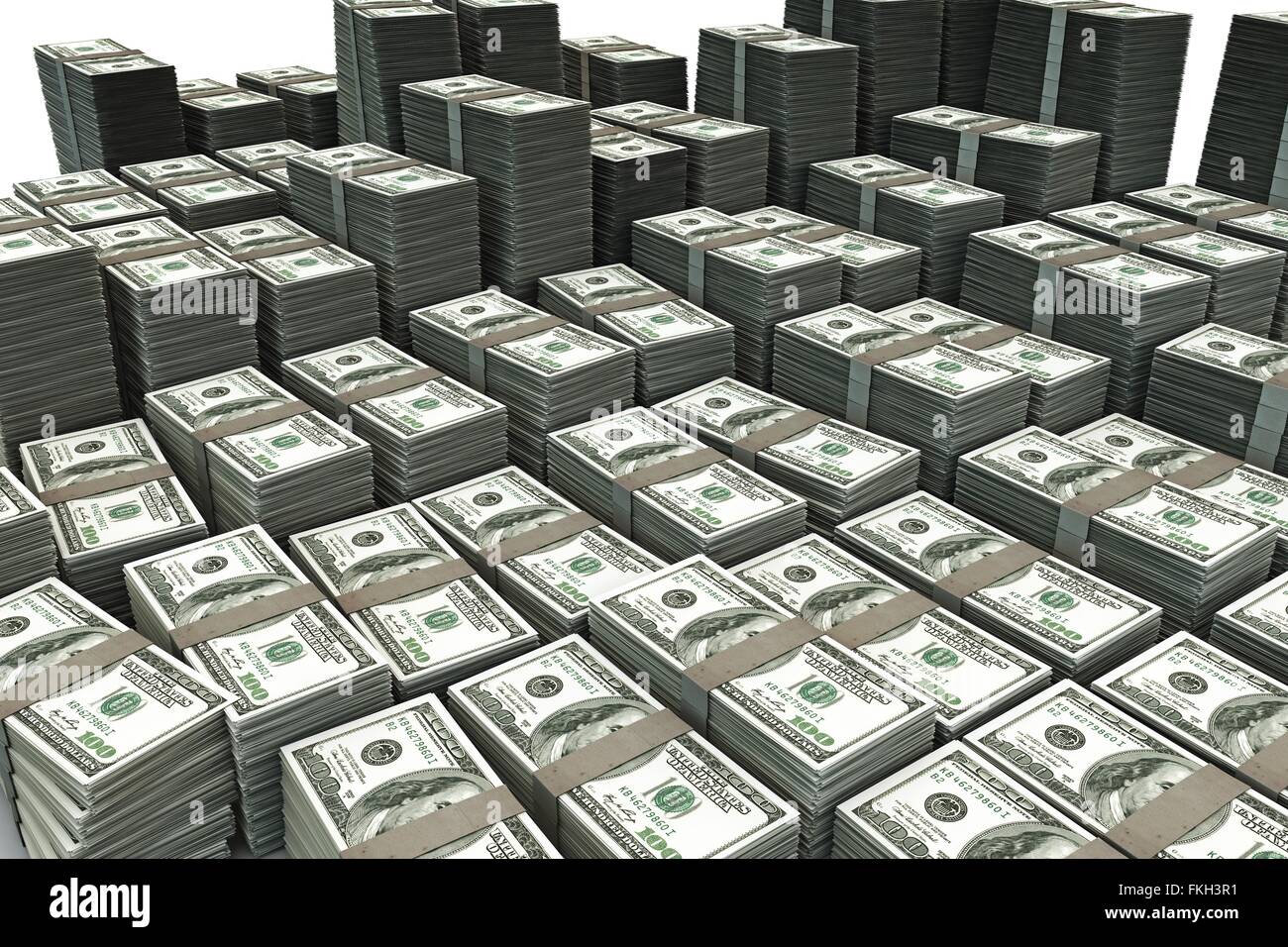 Dollar pila isolati su sfondo bianco Foto Stock