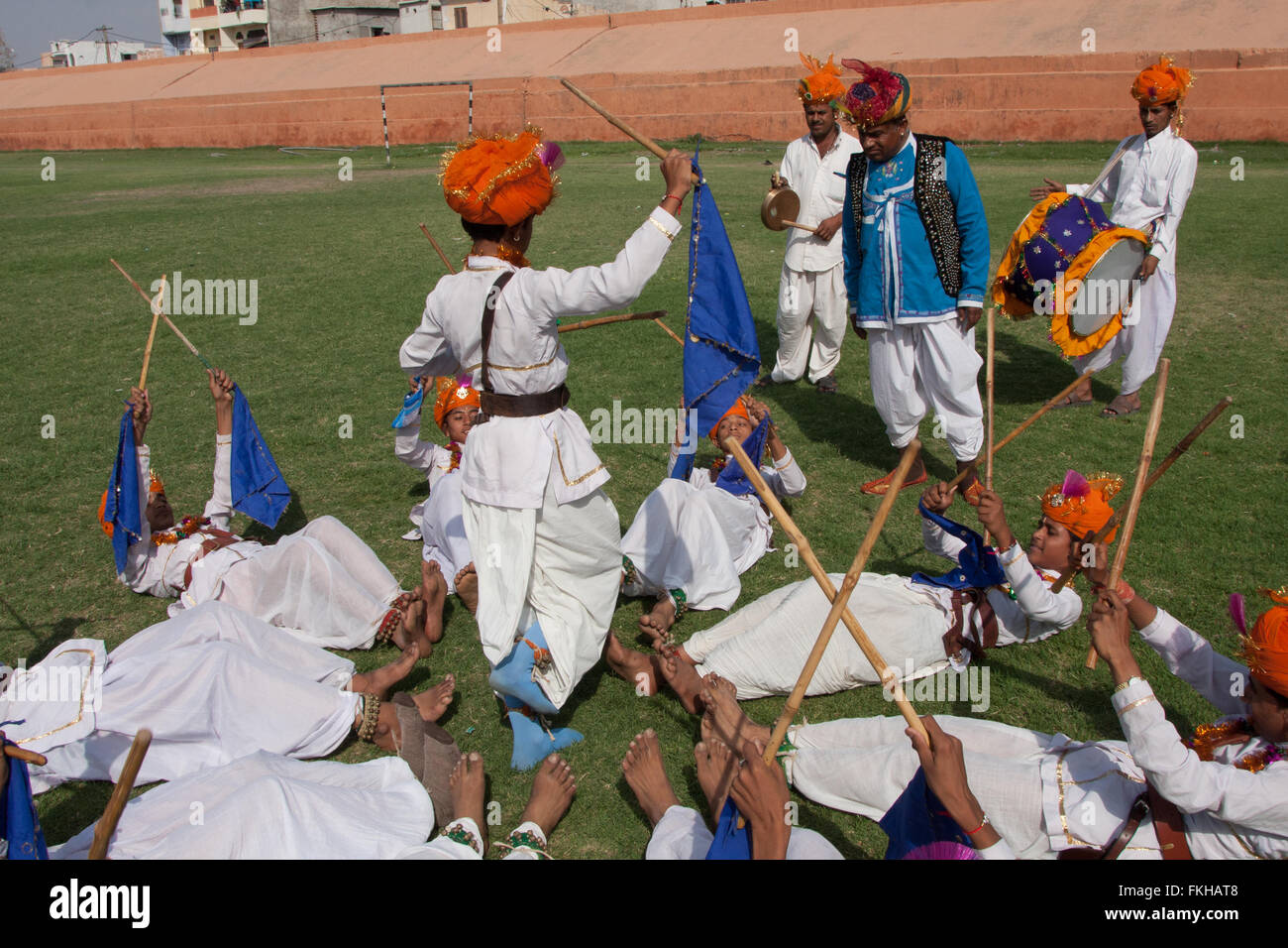 Durante il festival di elefante durante holi,celebrazione indù in Jaipur Rajasthan,l'India,l'Asia. Foto Stock