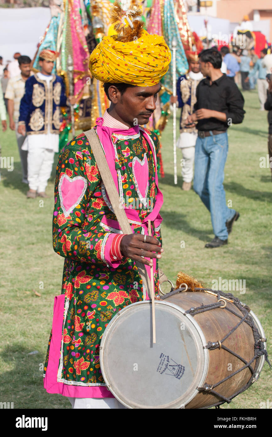 Durante il festival di elefante durante holi,celebrazione indù in Jaipur Rajasthan,l'India,l'Asia. Foto Stock