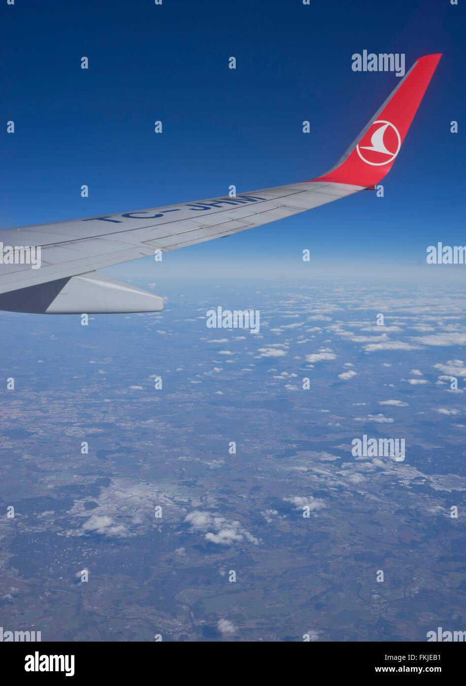 La Turkish Airlines aereo sopra l'Europa Foto Stock