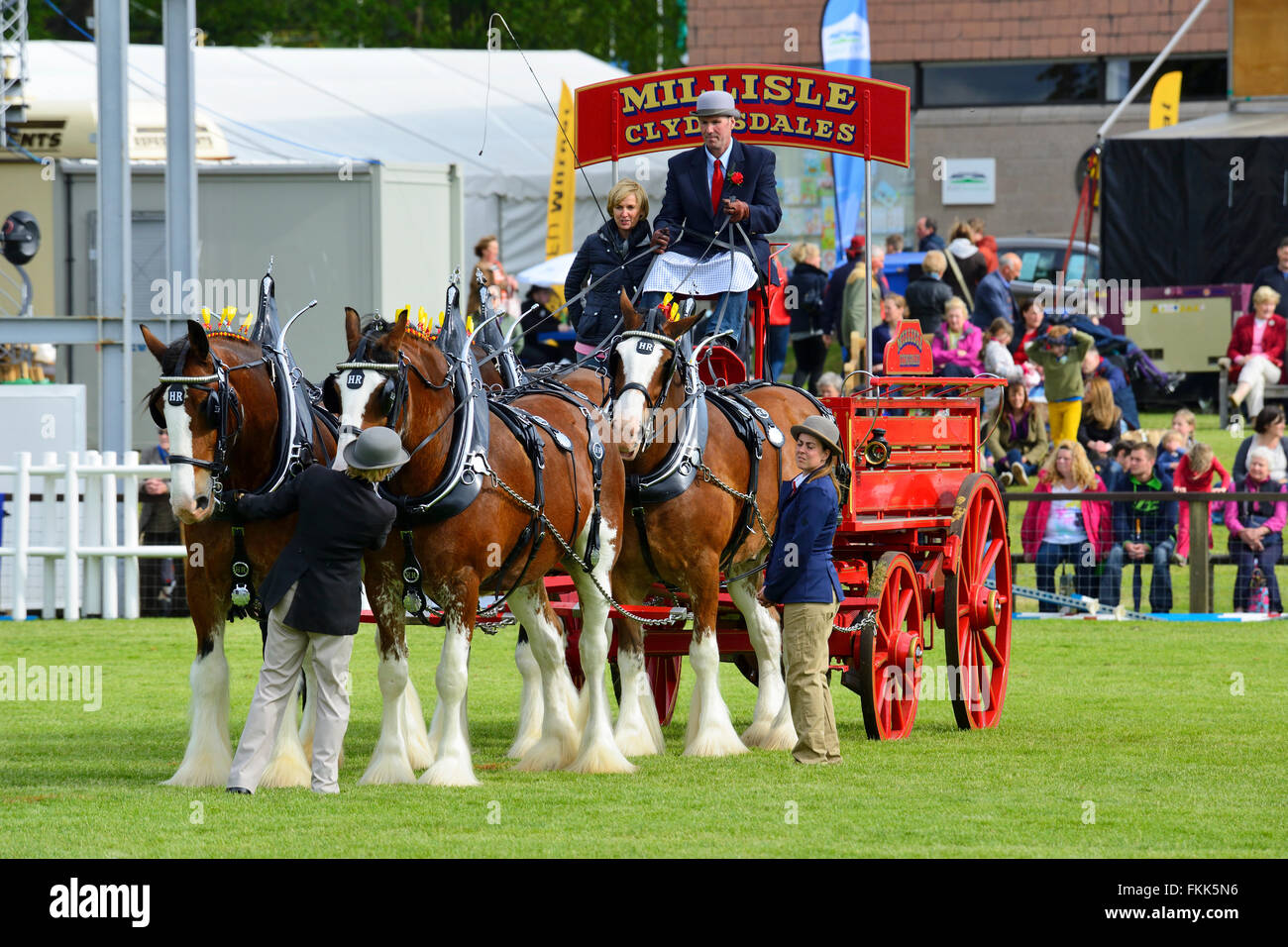 Pesanti scambi di cavalli (fours) al Royal Highland Show 2015, Ingliston, Edimburgo, Scozia, Regno Unito Foto Stock