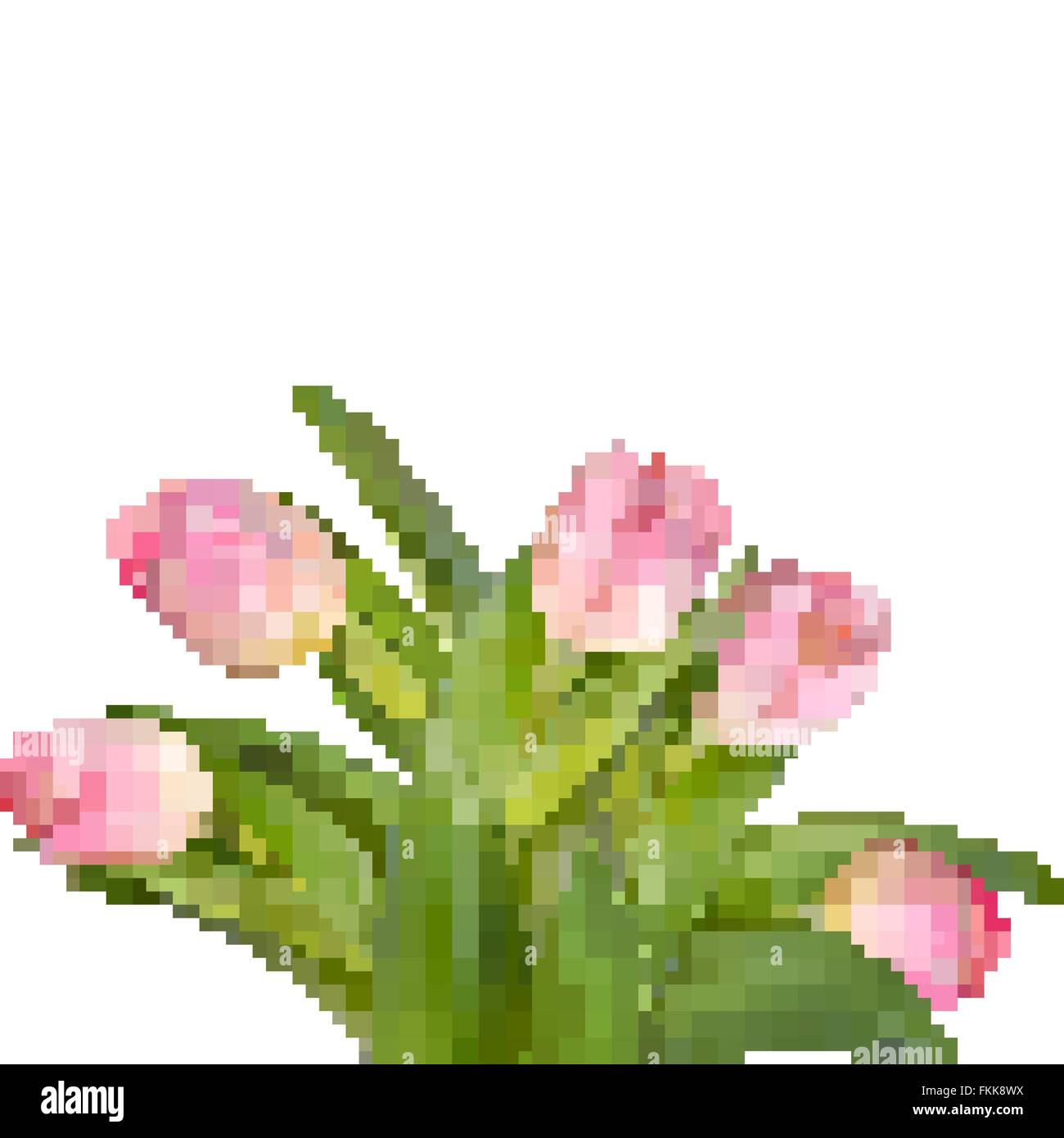 Bouquet di tulipani rosa isolato su bianco. EPS 10 Illustrazione Vettoriale