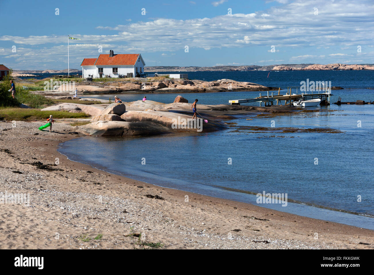 Ramsvik beach, Hunnebostrstrand, Bohuslän, sulla costa sud-ovest della Svezia, Svezia, Scandinavia, Europa Foto Stock