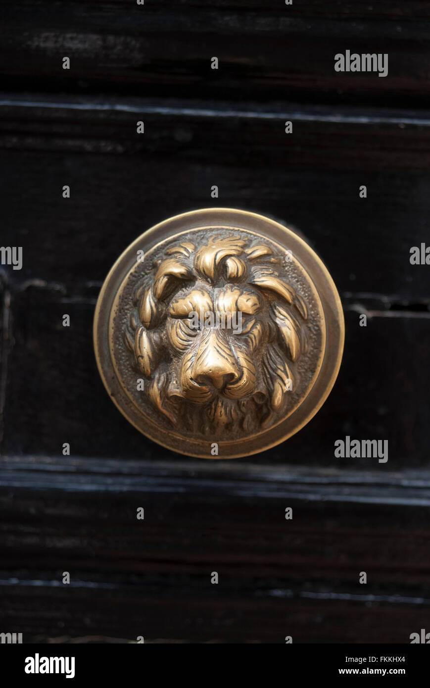 Maniglie delle porte sulla parte anteriore dell'edilizia residenziale. Foto Stock