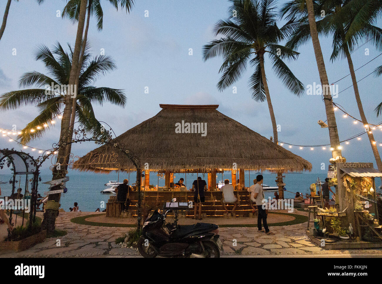 Coco Tams bar nel villaggio di pescatori,Bophut Beach.Koh Samui Thailandia Foto Stock