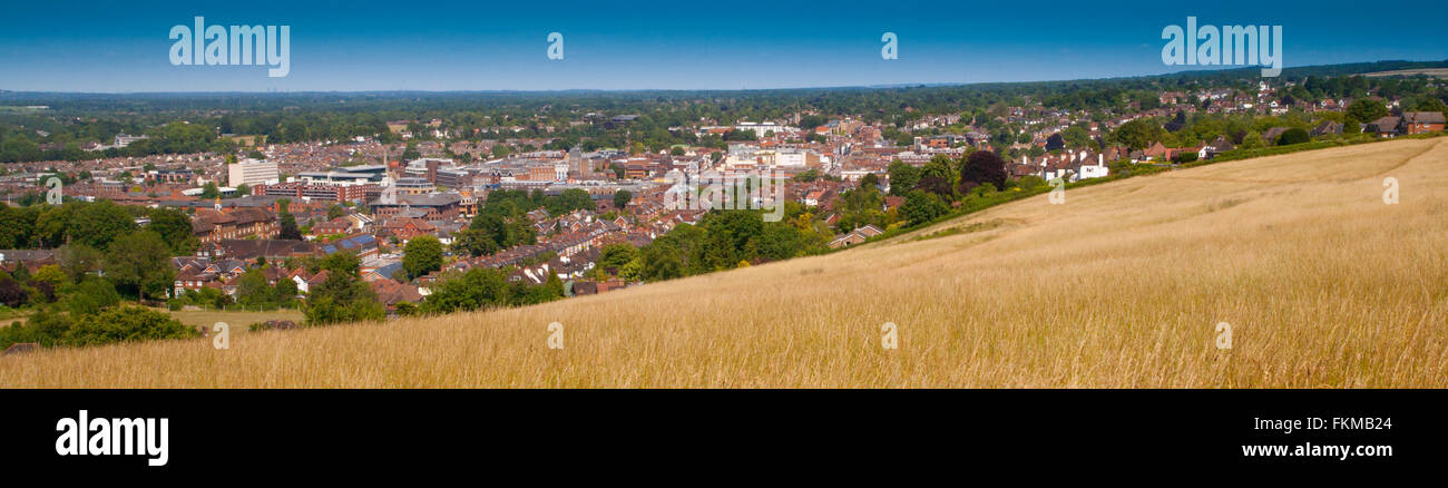 Panoramica della città di Guildford, Surrey. Foto Stock