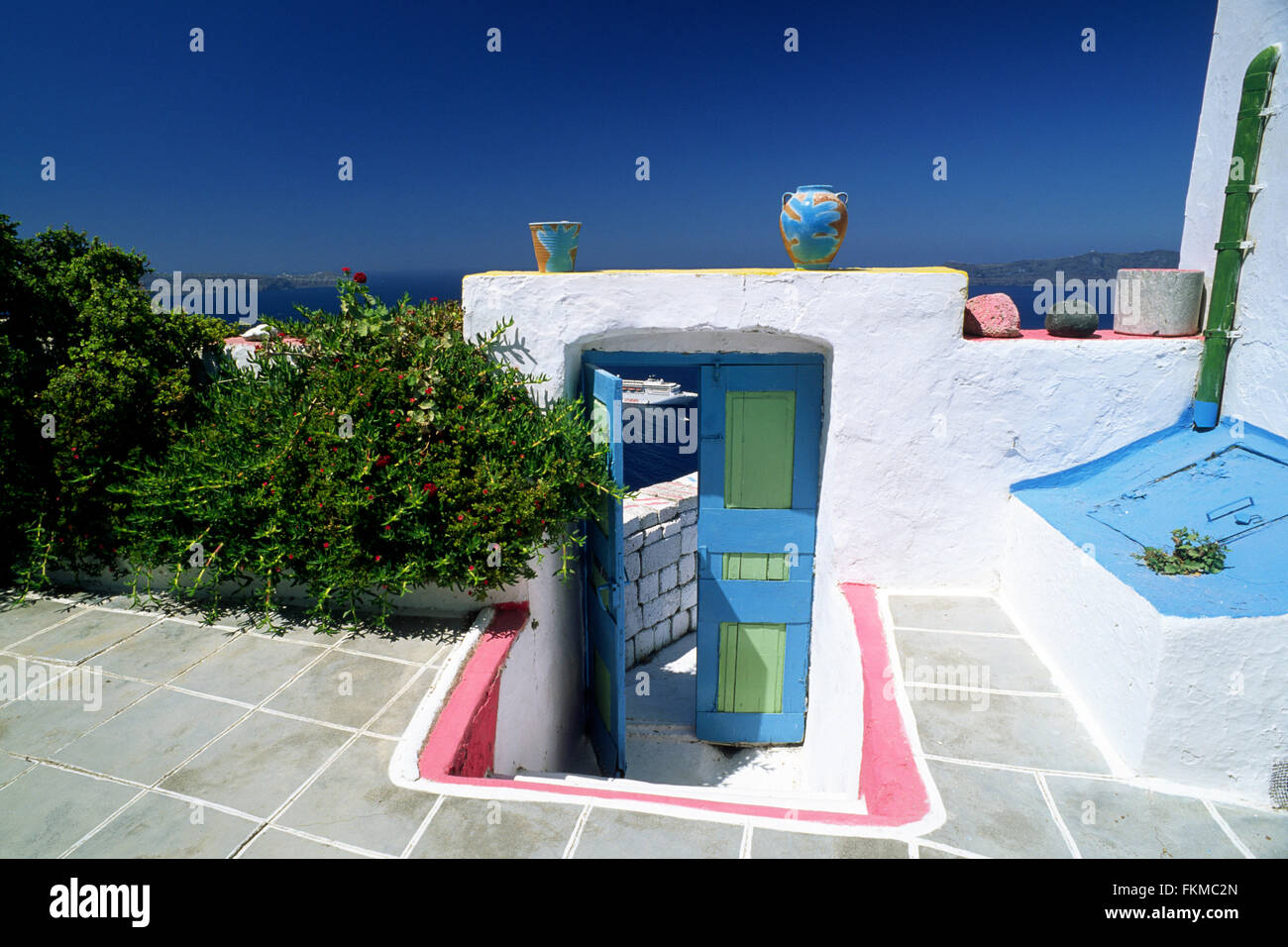 Fira, Santorini, Cicladi, Grecia Foto Stock