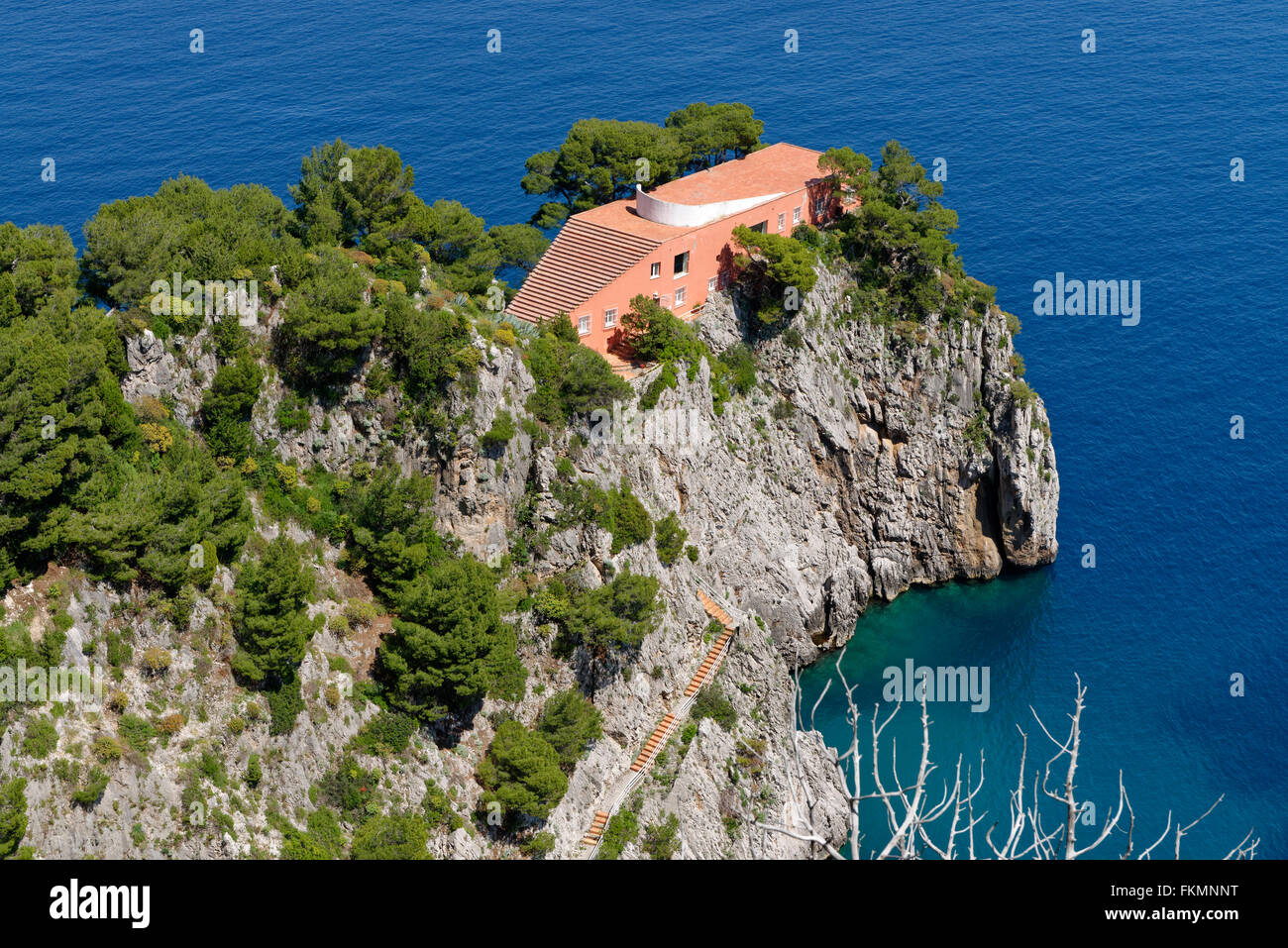 Villa Malaparte, Punta Massullo, Capri e il golfo di Napoli, campania, Italy Foto Stock