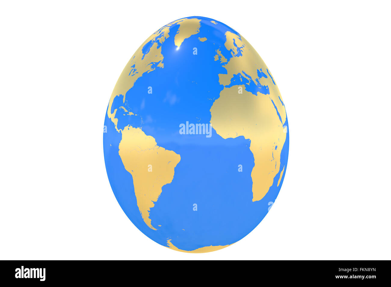 Uovo di Pasqua con la mappa del mondo isolati su sfondo bianco Foto Stock