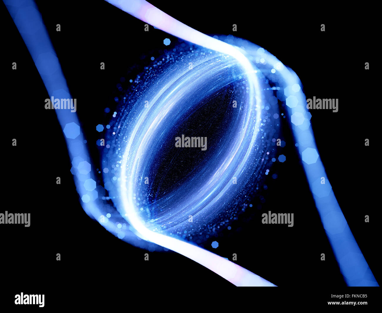 Doppio anello galattico in spazio, generato dal computer sfondo astratto Foto Stock