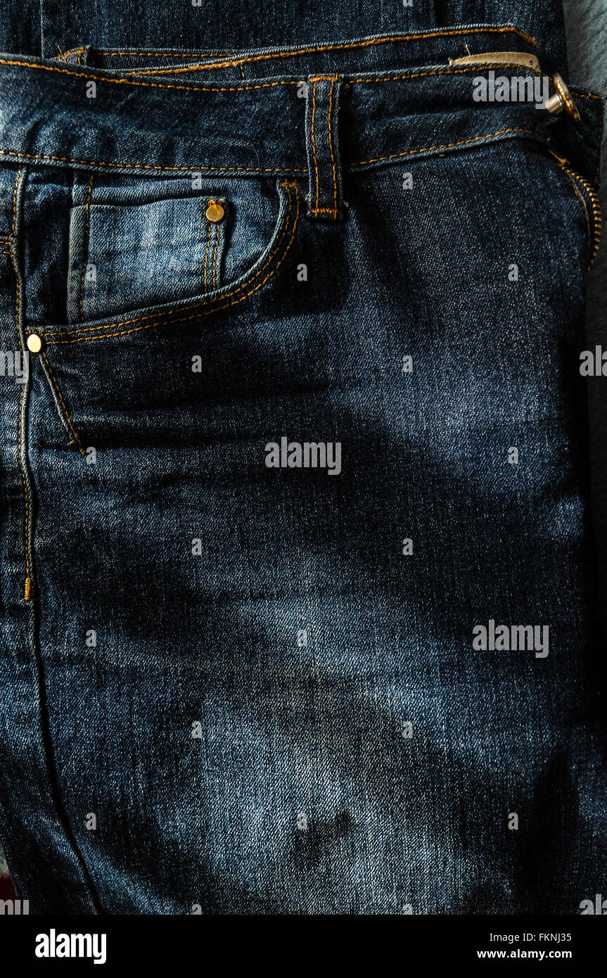 Jeans blu close-up Foto Stock