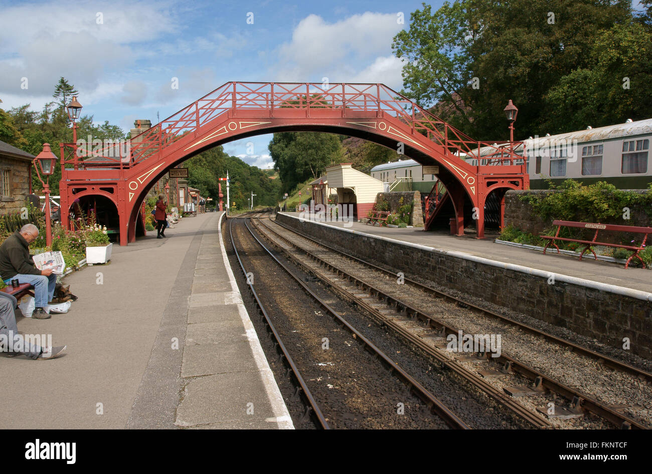 Stazione di Goathland passerella Foto Stock