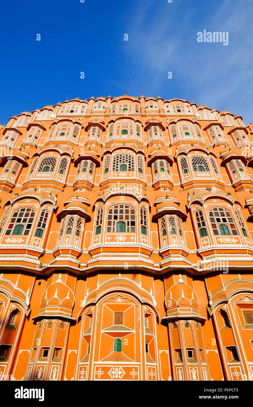Hawa Mahal Palace (Palazzo dei venti) a Jaipur, Rajasthan, India. Famoso il Rajasthan Indian landmark. Foto Stock