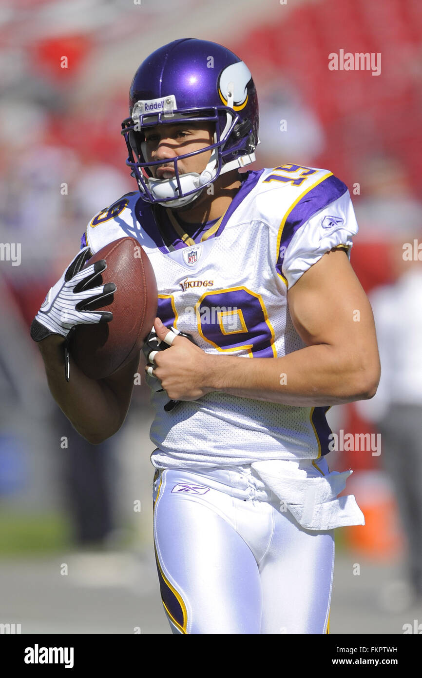 Tampa, Fla, STATI UNITI D'AMERICA. Xvi Nov, 2008. Nov. 16, 2008; Tampa, FL, Stati Uniti d'America; Minnesota Vikings wide receiver Bobby Wade (19) prima del suo team di gioco contro il Tampa Bay Buccaneers presso Raymond James Stadium. ZUMA Press/Scott A. Miller © Scott A. Miller/ZUMA filo/Alamy Live News Foto Stock
