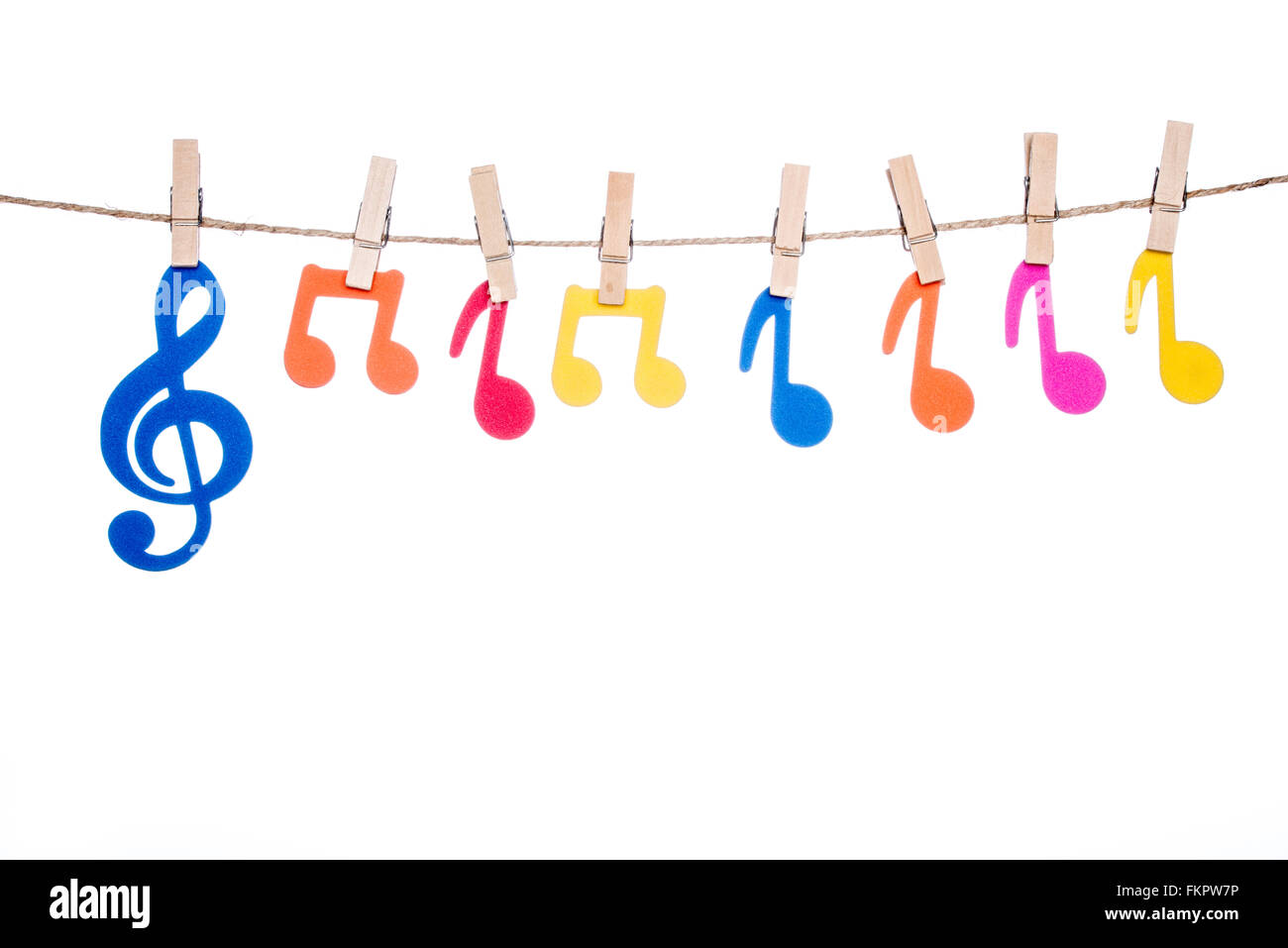 Agganciare lo spago , colorati appesi musica artista simbolo Foto Stock