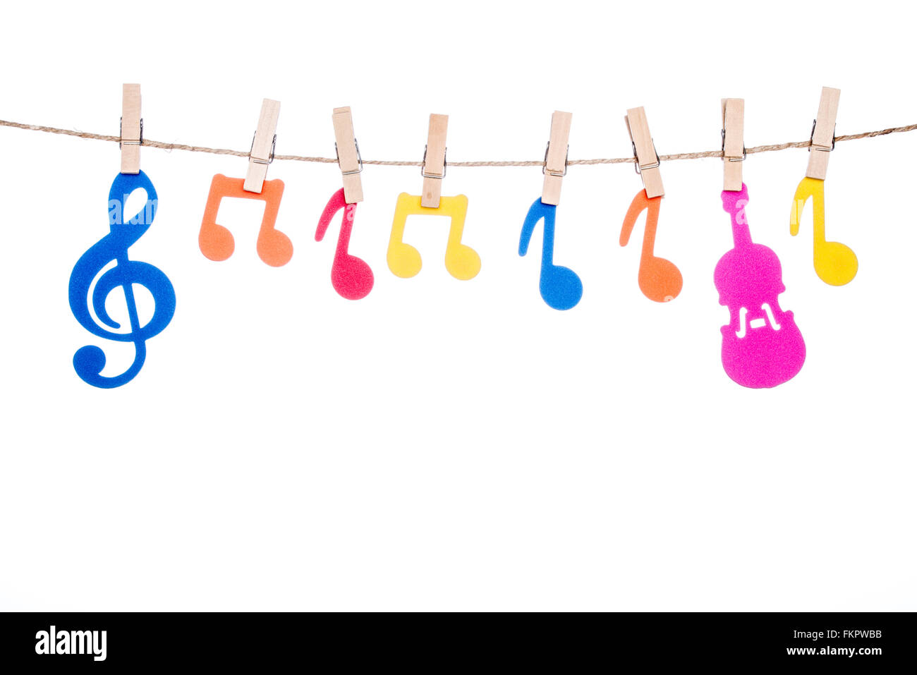 Agganciare lo spago , colorati appesi musica artista simbolo Foto Stock