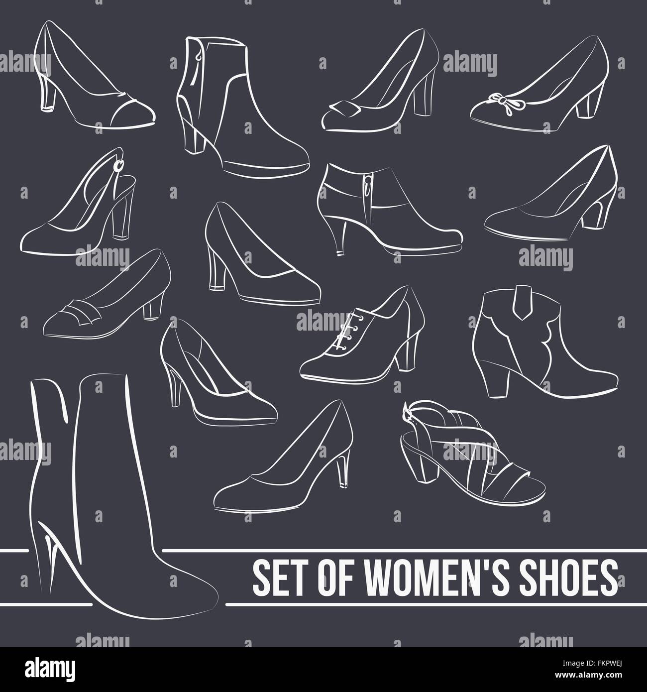 Il centro di scarpe donna tacchi, linee verniciato Illustrazione Vettoriale