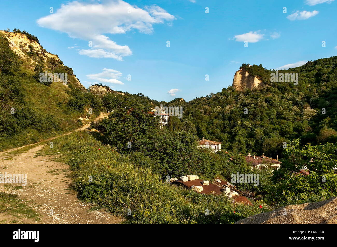 Vista di Melnik area cittadina, Bulgaria Foto Stock