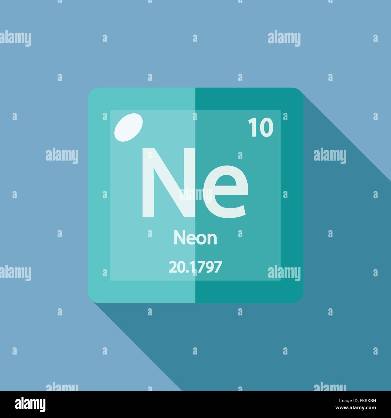 Elemento chimico piatta al neon Illustrazione Vettoriale