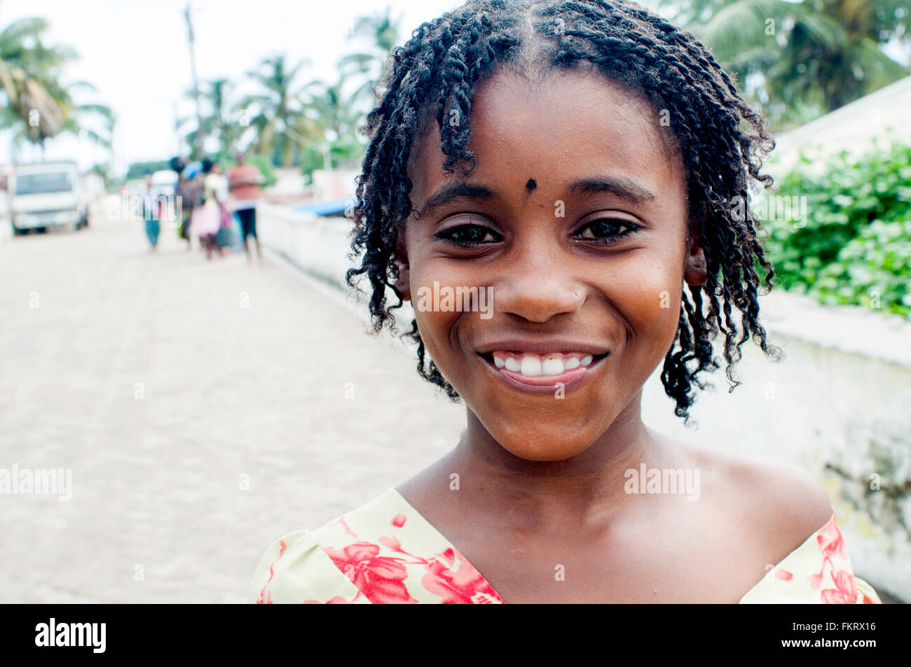Ragazza giovane ritratto, Ilha de Mozambico, Nampula, Mozambico Foto Stock