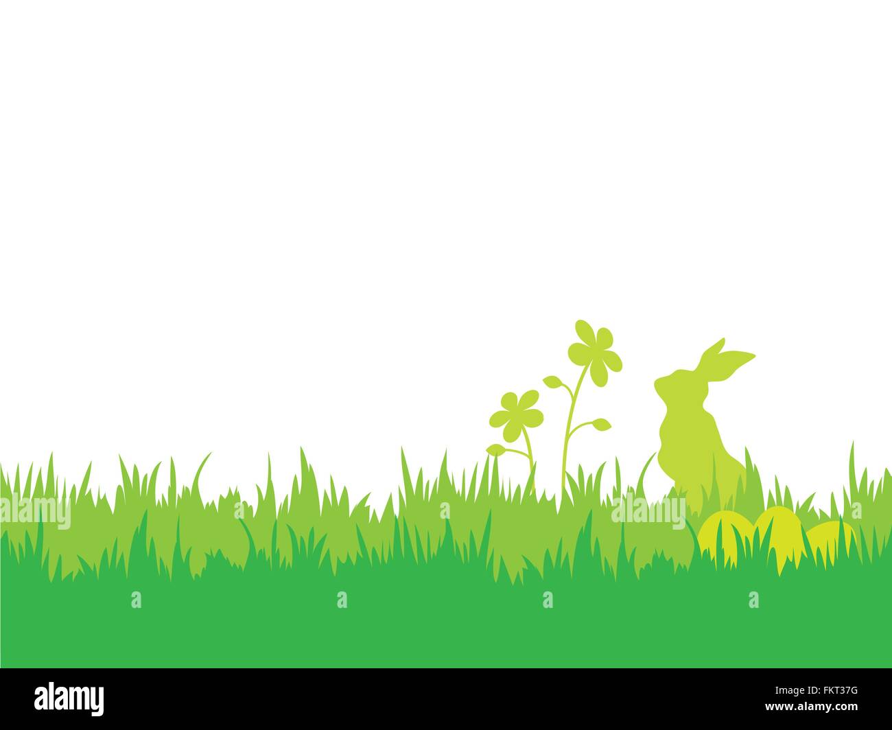Pasqua sfondo con sagome di bunny, uova, erbe e fiori Illustrazione Vettoriale