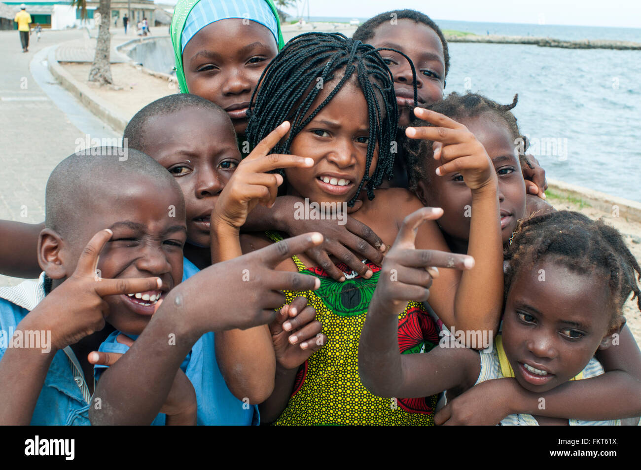 Gruppo di bambini, Ilha de Mozambico, Nampula, Mozambico Foto Stock