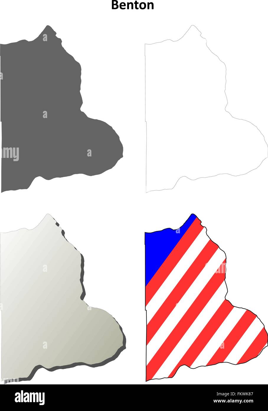 Benton County, Washington mappa di contorno impostato Illustrazione Vettoriale