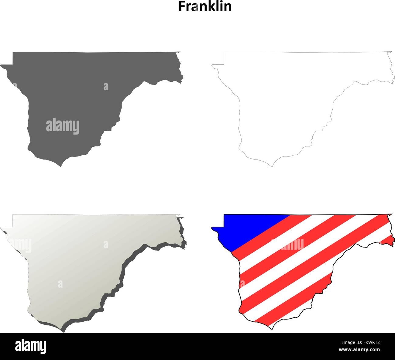 Contea di Franklin, Washington mappa di contorno impostato Illustrazione Vettoriale
