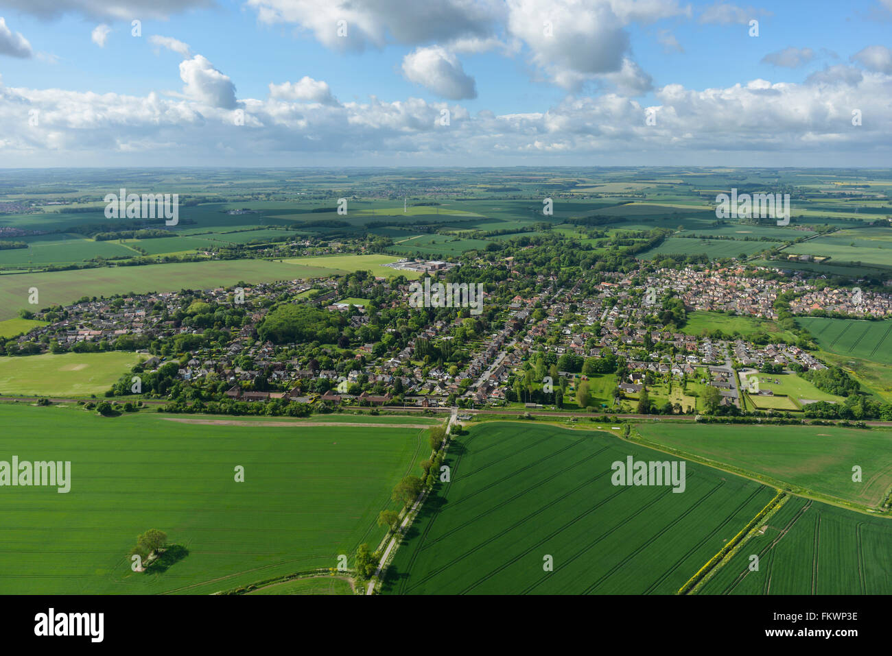 Una veduta aerea del North Lincolnshire village di guarigione e la campagna circostante Foto Stock