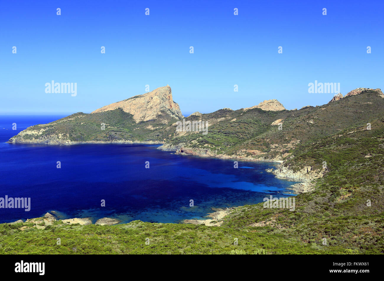 Montare Capu Rossu del golfo di Porto in Corsica, Francia Foto Stock