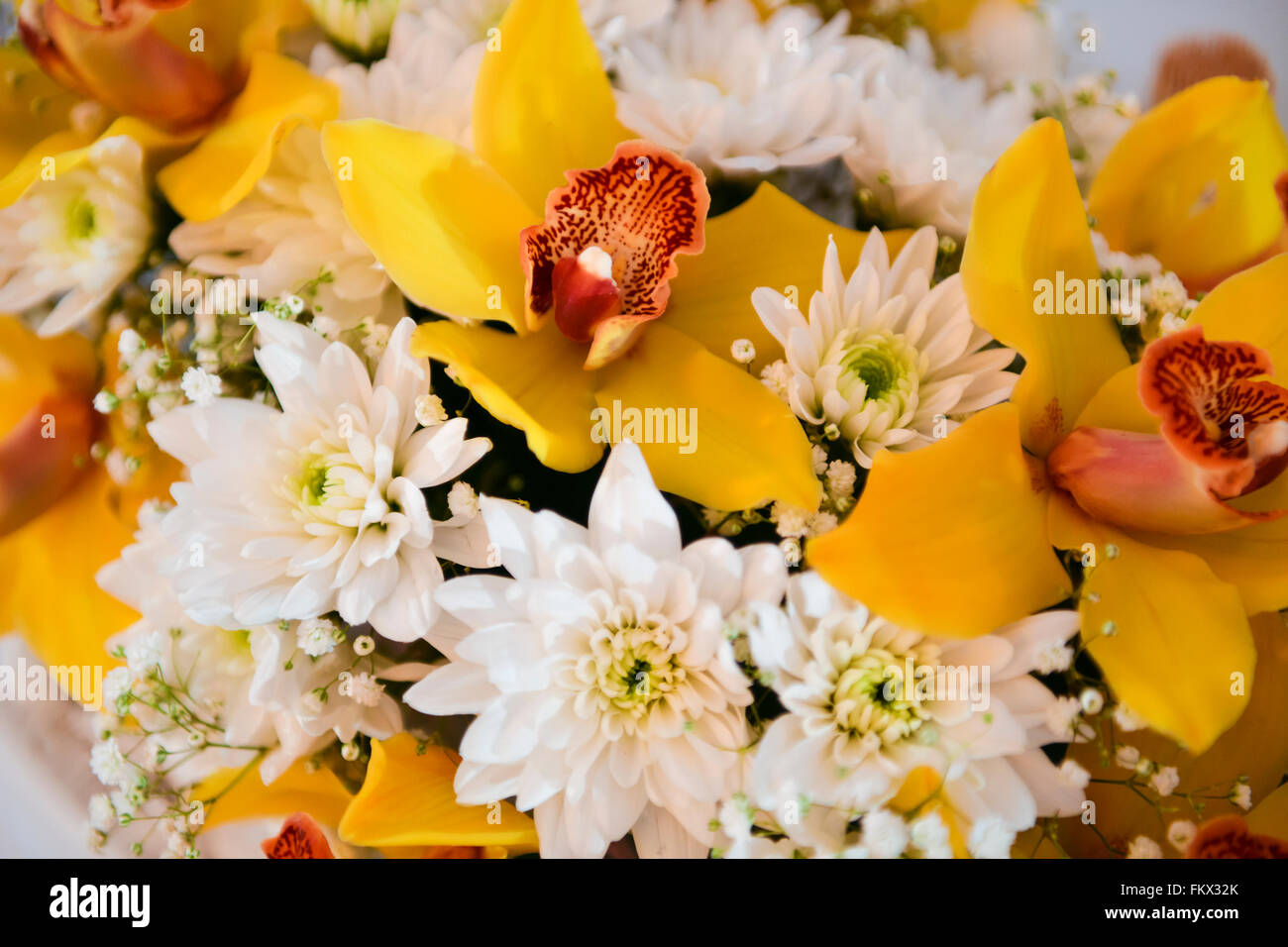 Composizioni floreali sul giorno di nozze i pasti Foto Stock