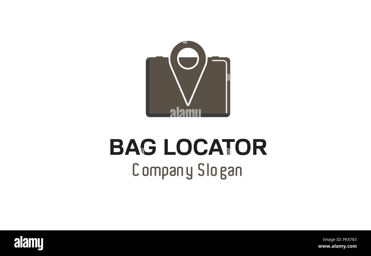 Borsa valigia Design GPS Map Locator Logo Vector Symbol Illustrazione Illustrazione Vettoriale