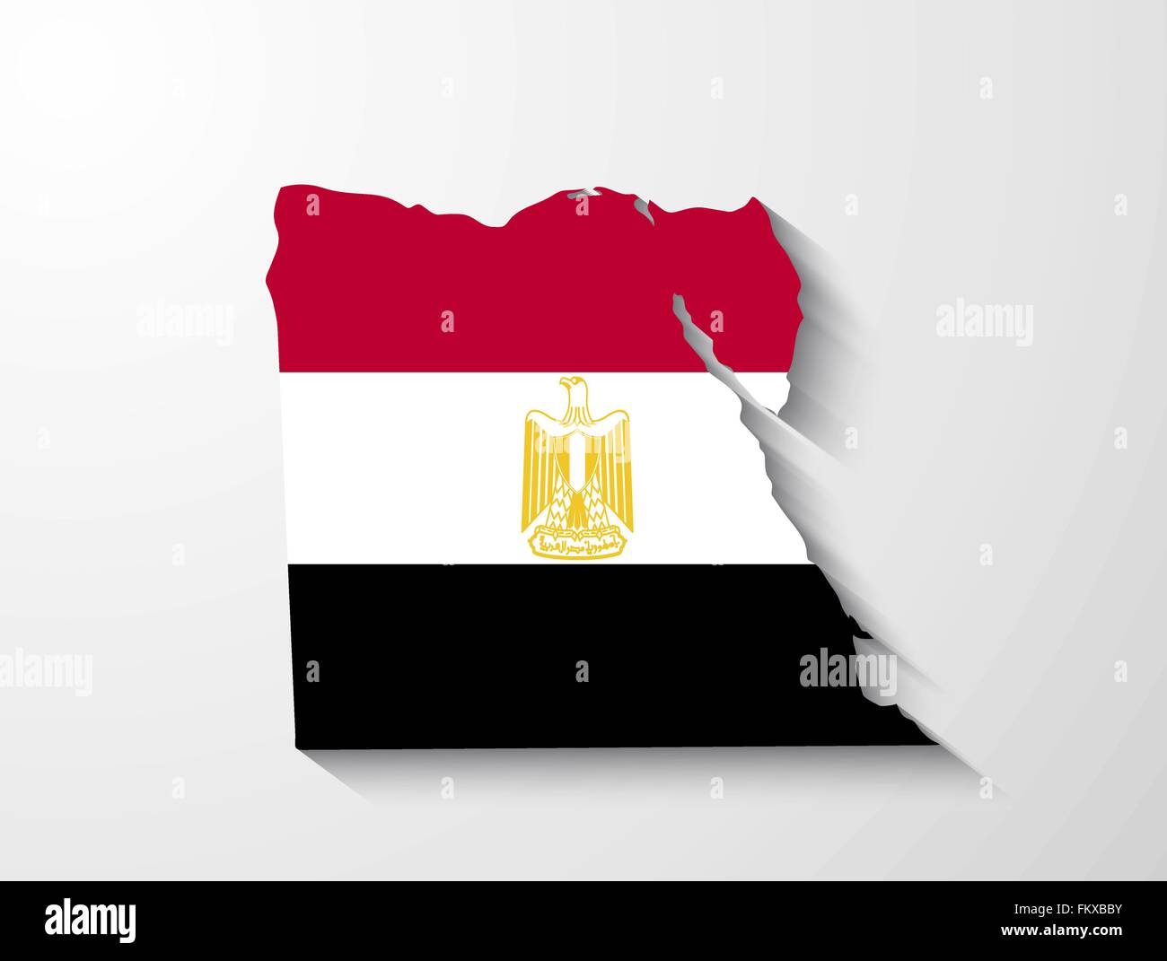 Mappa di Egitto con la bandiera del paese e effetto ombra Illustrazione Vettoriale
